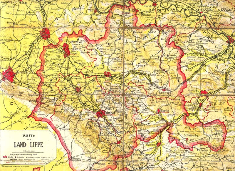 Karte des Fürstentums Lippe-Detmold